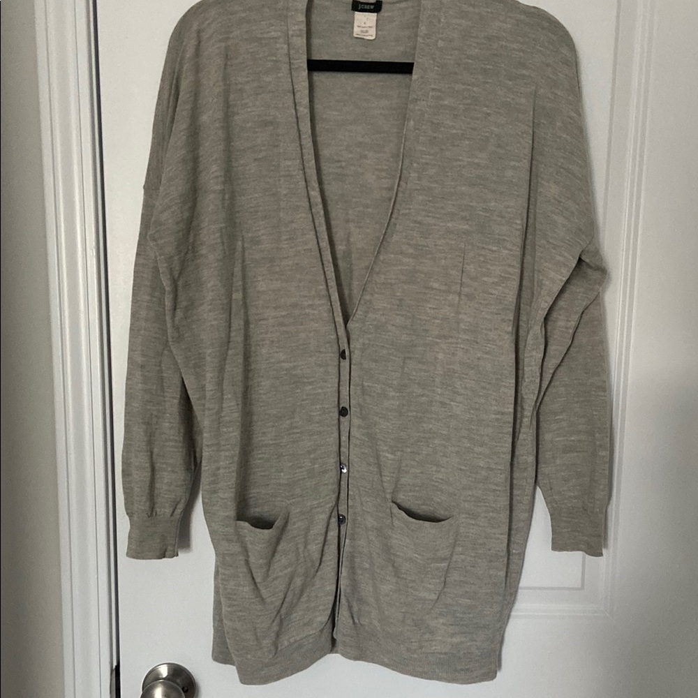 J. Crew Light Gray Merino Wool Long Sweater